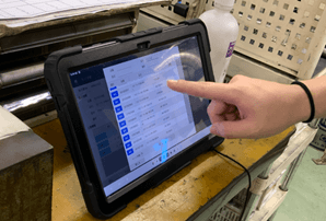 タブレットでの材料手配画面